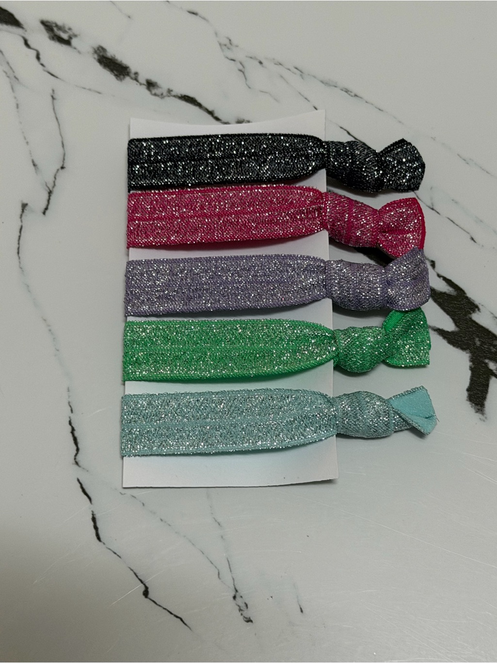 Handmade Sparkle Elastic Hair Ties - Multicolor Set